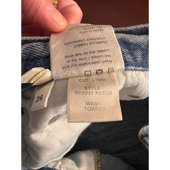 Reformation Denim Patch Skinny Distressed Patchwork Jeans Size 26 - Picture 7 of 13